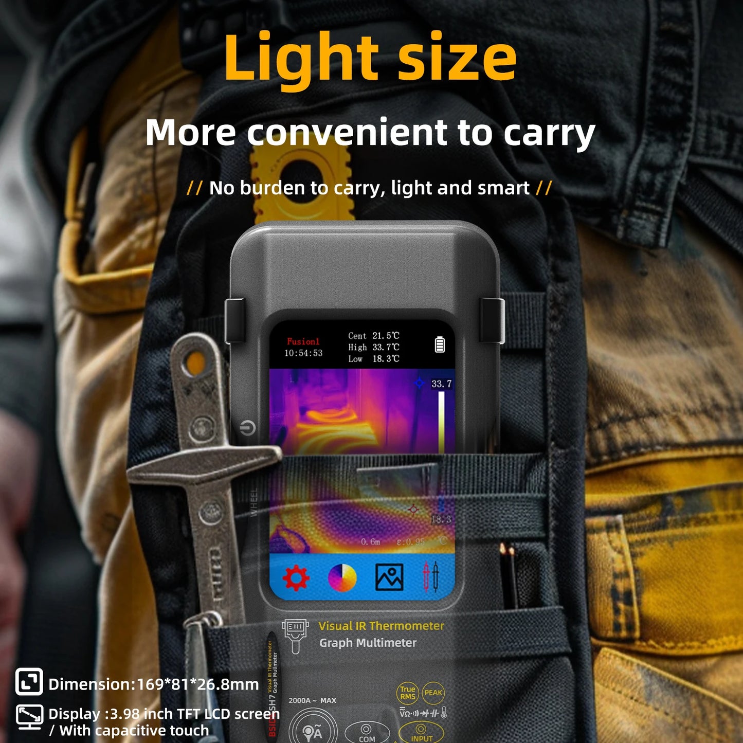 BSIDE Thermal Imager Multimeter 3.98 inch touchscreen 320*320 resolution 15 color palettes Water Leak Detection Circuit repair