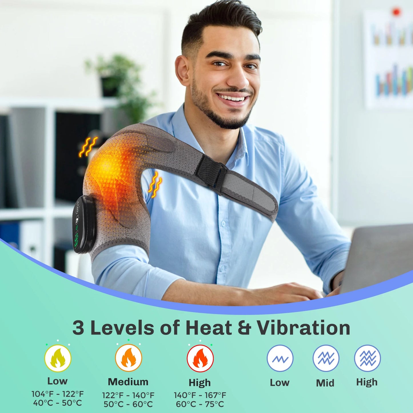 Adjustable Heating Vibration Shoulder Brace Support, Electric Heating Pad for Shoulder, Left and Right Shoulder Massager Warming - TrendForce25