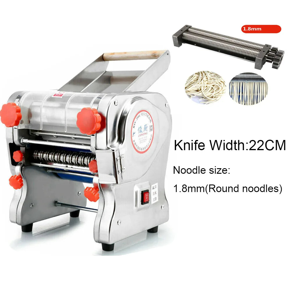 550W Electric Pasta Maker Noodle Machine Dumpling Skin Roller Steel Full Stainless Steel Dual Knife Noodle Maker For Commercial