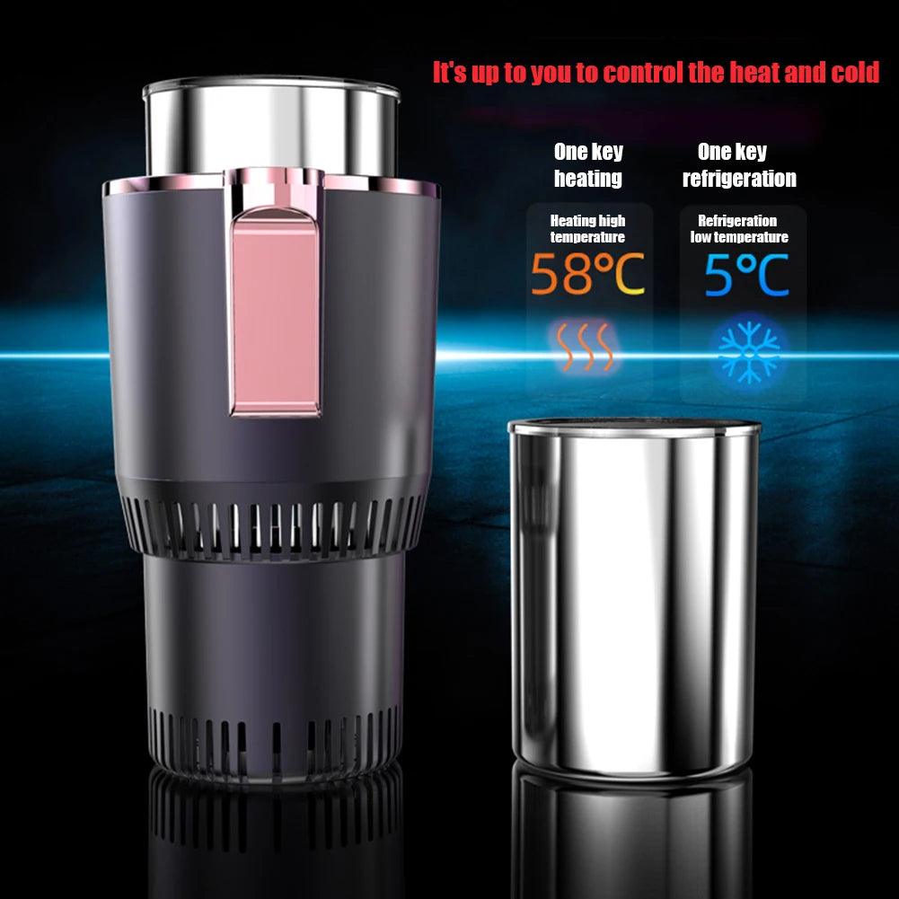 2-in-1 Smart Cooling Heating Car Cup Holder Intelligent Hot and Cold Cup Holder Mini Car Refrigerator Office Cooling and Heating