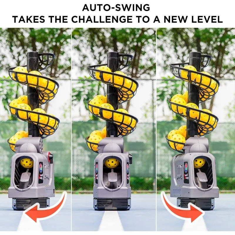 3 Angles & 4 Speeds Adjustable, Portable Pickleball Launcher for Indoors & Outdoors P