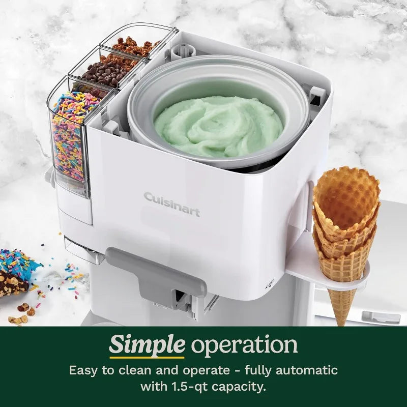 Cuisinart Soft Serve Ice Cream Machine- Mix It In Ice Cream Maker for Frozen Yogurt, Sorbet, Gelato, Drinks 1.5 Quart, ICE-48