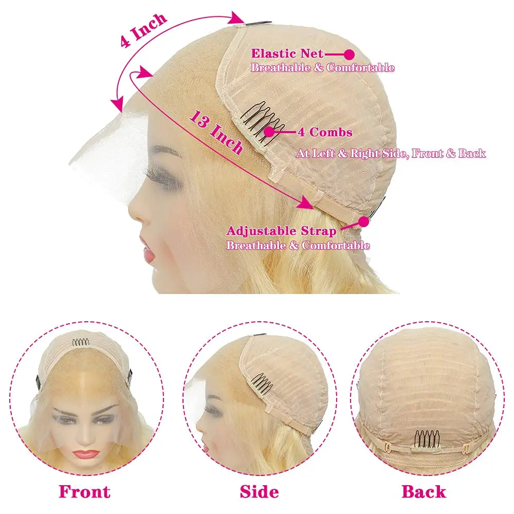 613 Lace Front Wig Human Hair 13x6 Blonde Human Hair Wigs 250% Density Body Wave Lace Front Wigs Human Hair Pre Plucked 26 Inch - TrendForce25