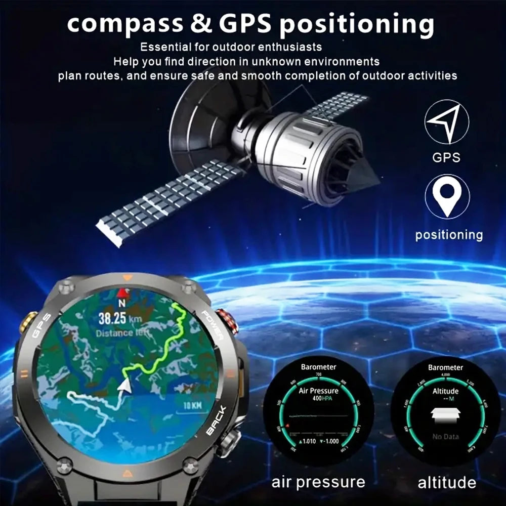 SENBONO New GPS Smart Watch 1.45” HD Display Built-in GPS Bluetooth Phone Call 1ATM Waterpro Military Sports Smartwatch for Men