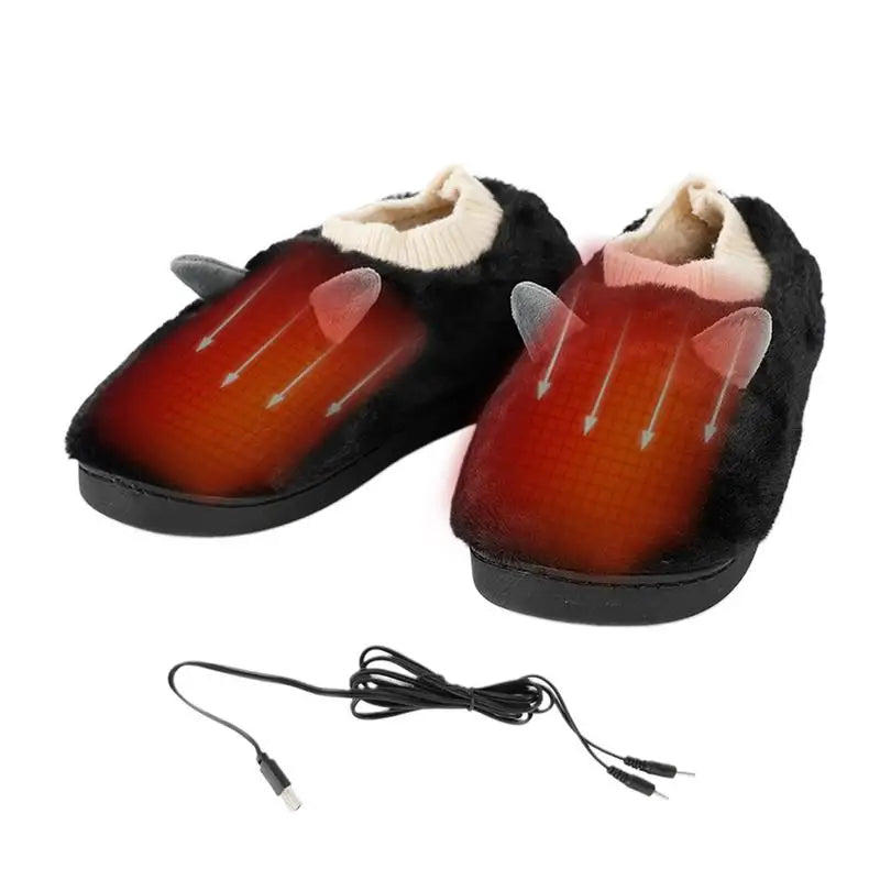 USB Foot Warming Slippers Electric Plush Heated Shoes Pad Charging Treasure Heating Winter Foot Warmer for Men and Women