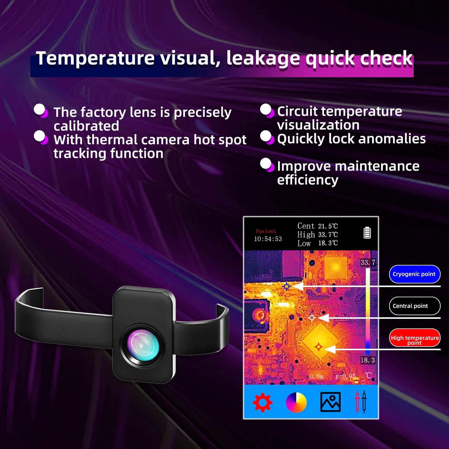 BSIDE Thermal Imager Multimeter 3.98 inch touchscreen 320*320 resolution 15 color palettes Water Leak Detection Circuit repair