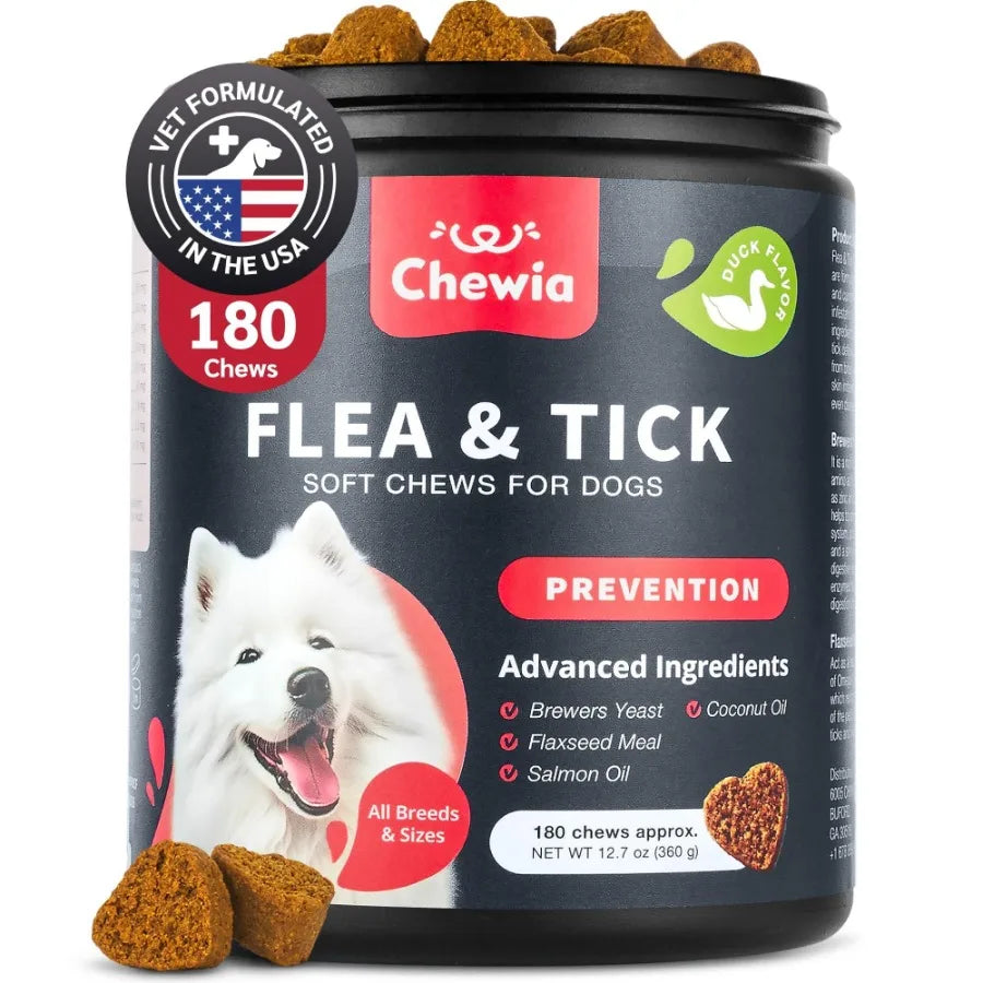 Dog Flea and Tick Treatment Chews FleaTick Prevention for Dogs Chewables Natural Dog Flea Tick Control Soft Treats Immune Suppo - TrendForce25