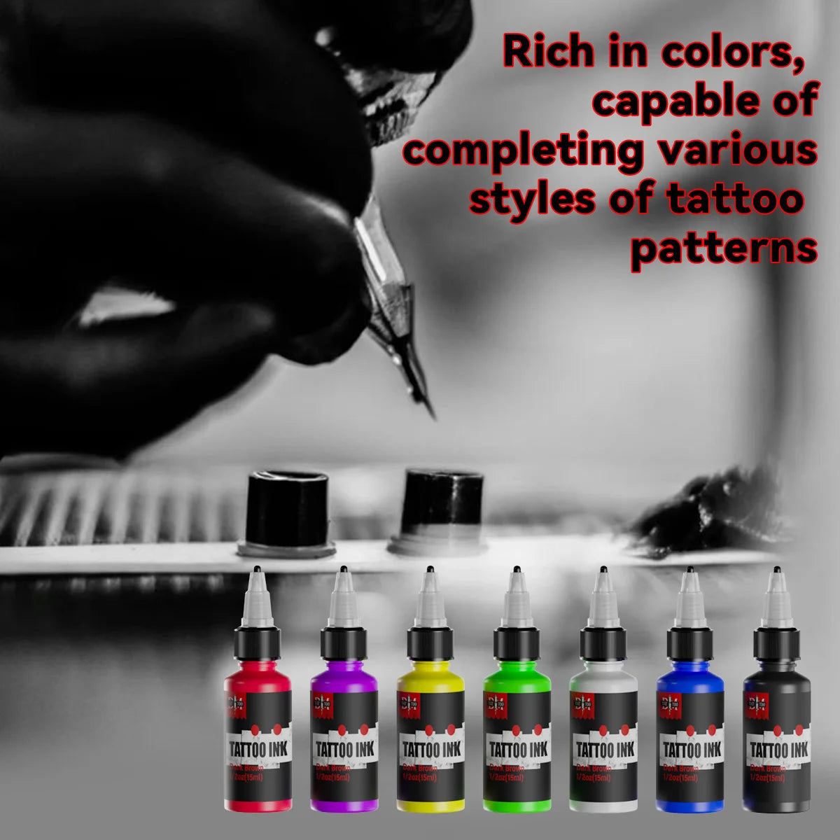 DM 15ml 7 Colors Tattoo Ink Body Art Pigment Professional Makeup Supplies Semi Permanent Tattoo Ink - TrendForce25