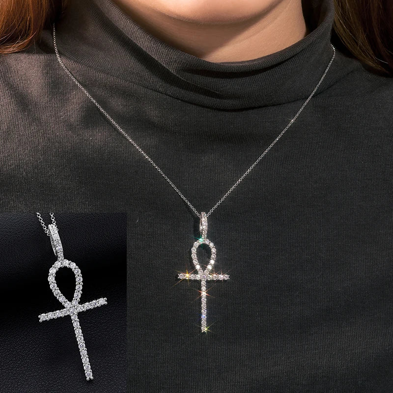 Exquisite Fashion 925 Sterling Silver Cross Pendant Moissanite Pendant Necklace For Men Women Hip Hop Jewelry Wholesale 2022 New - TrendForce25
