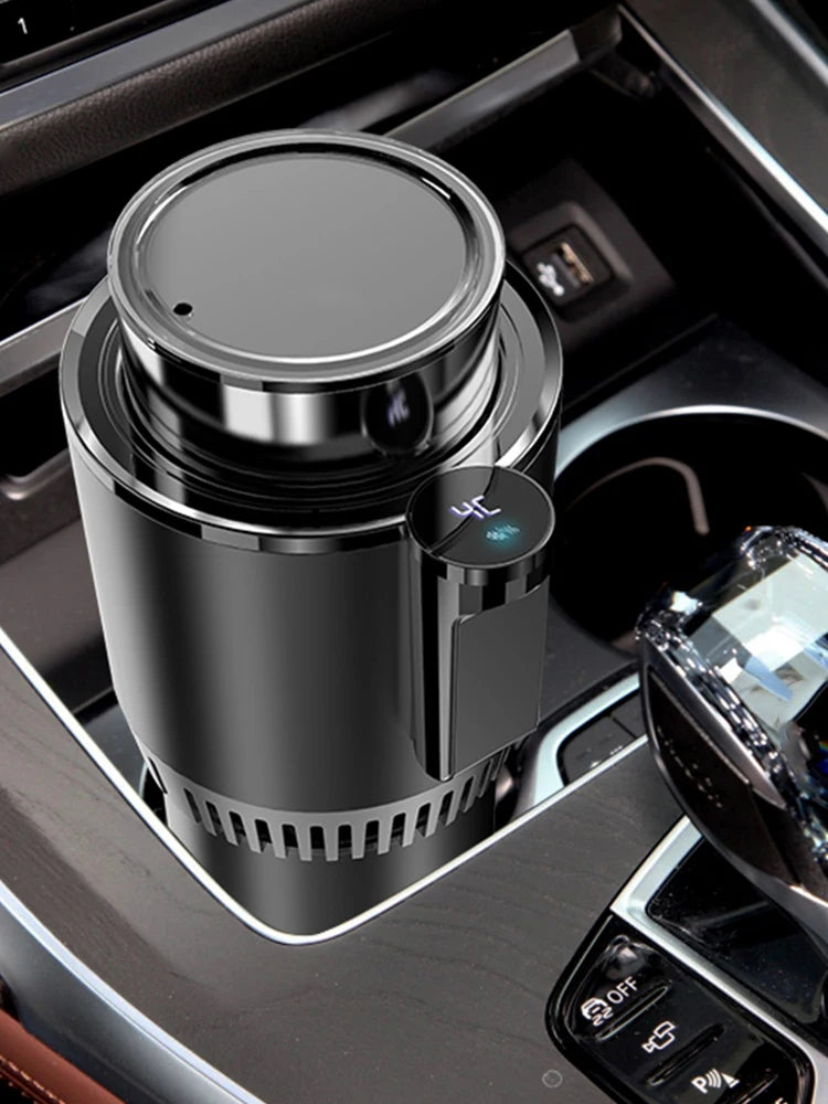 2-in-1 Smart Cooling Heating Car Cup Holder Intelligent Hot and Cold Cup Holder Mini Car Refrigerator Office Cooling and Heating