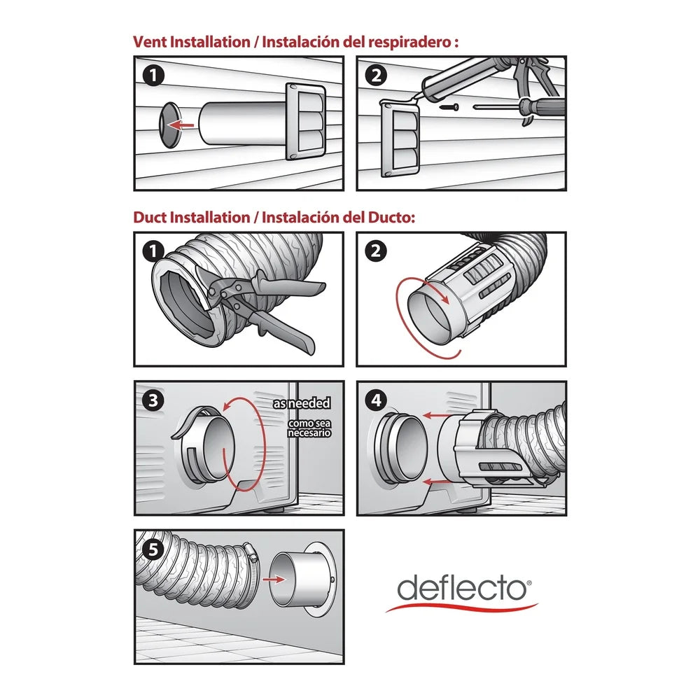 Complete 8in Dryer Vent Kit with Lint Trap Water Resistant Airtight Duct Electric Dryers Indoor Ventilation 2 Clamps Included