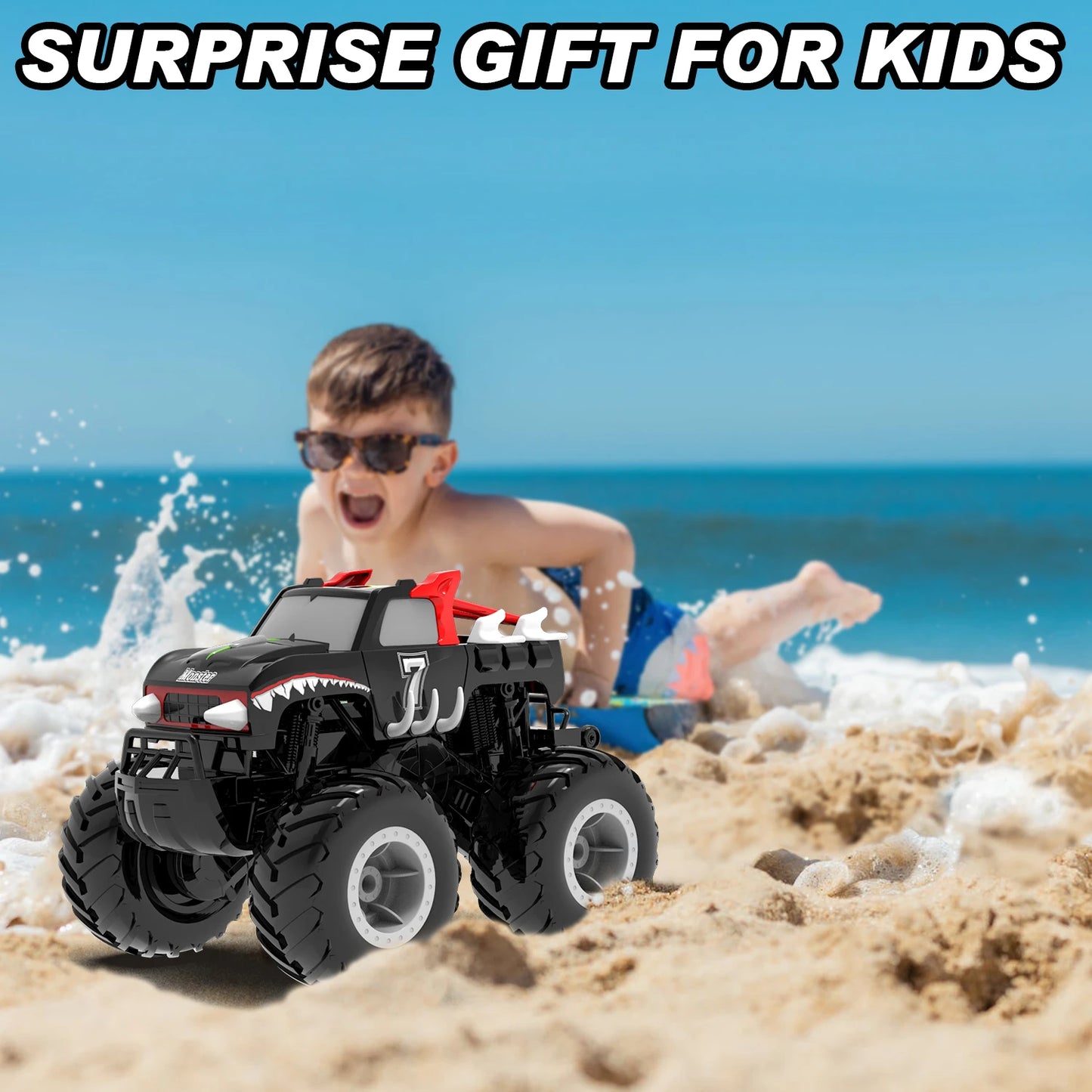 STEMTRON Amphibious Remote Control Car Toys for Boys 2.4 GHz 1:16 All Terrain Off-Road RC Car Waterproof RC Monster Truck