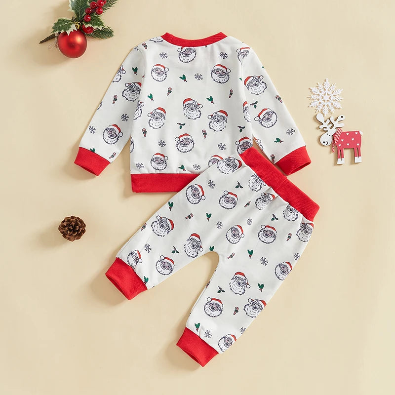 Cute 2 Piece Outfit Reindeer Print Long Sleeve Hoodie and Stretchy Leggings Set for Baby Toddler Winter Clothing