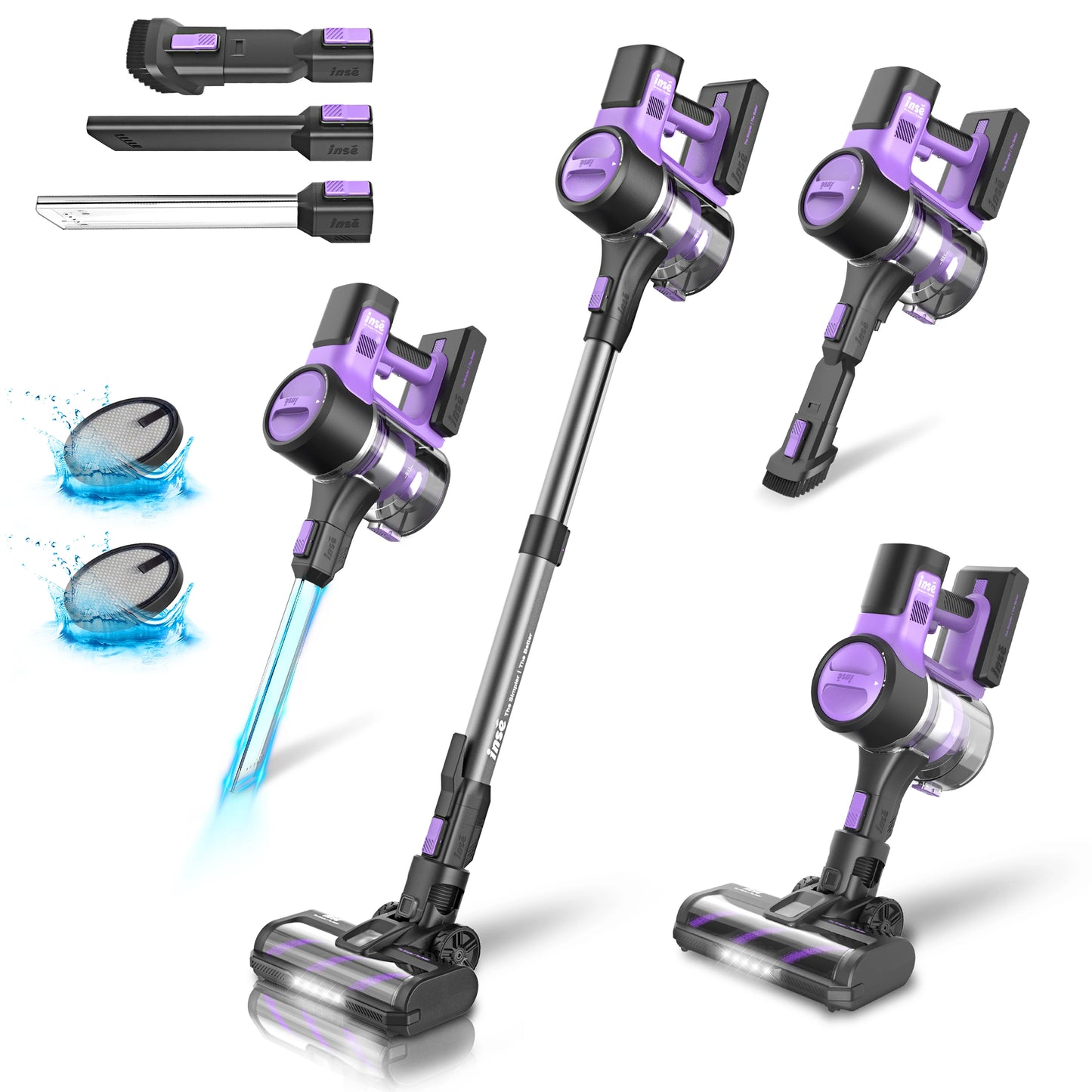 INSE S10 Cordless Vacuum Cleaner, 6-in-1 Stick Vacuum with 30Kpa 350W Suction, Max 50 Min Runtime Rechargeable Vacuum Cleaner - TrendForce25