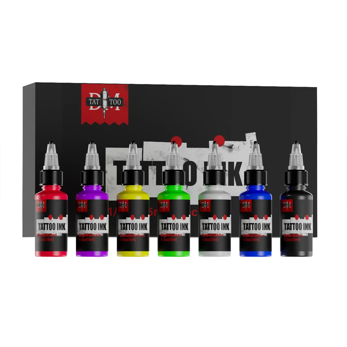 DM 15ml 7 Colors Tattoo Ink Body Art Pigment Professional Makeup Supplies Semi Permanent Tattoo Ink - TrendForce25
