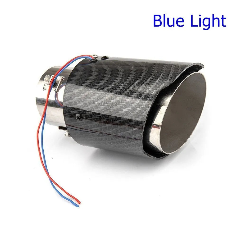 Universal Car Modified Exhaust Muffler Tip Pipe LED Red/Blue Light Outlet Exhaust Pipe Tail Throat Silencer Turbo Sport