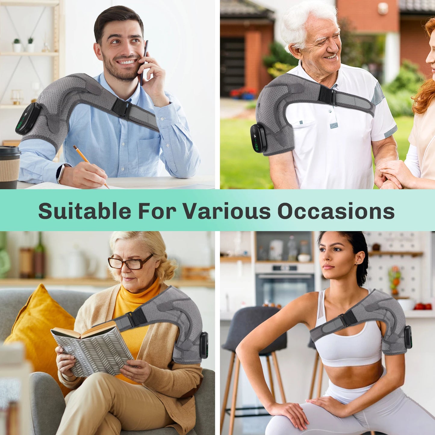 Adjustable Heating Vibration Shoulder Brace Support, Electric Heating Pad for Shoulder, Left and Right Shoulder Massager Warming - TrendForce25
