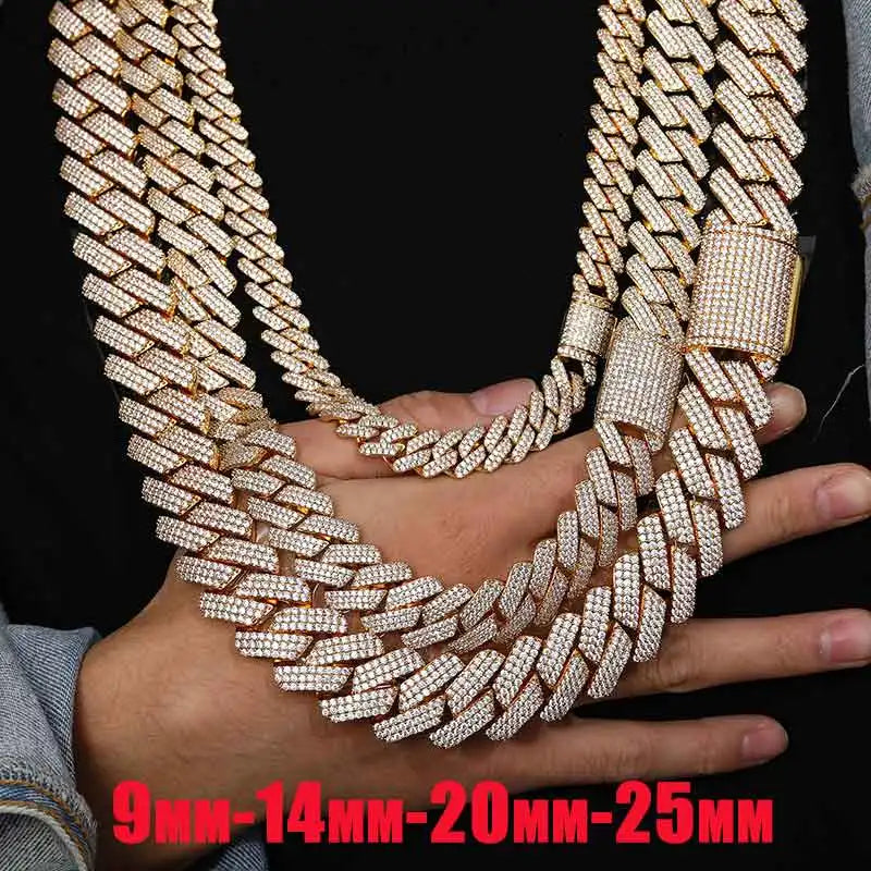 Hiphop/Rock Necklaces Full Miami Curb Link Necklace Men 9mm-14mm-20mm-25mm Bracelet For Men Jewelry High Quality - TrendForce25