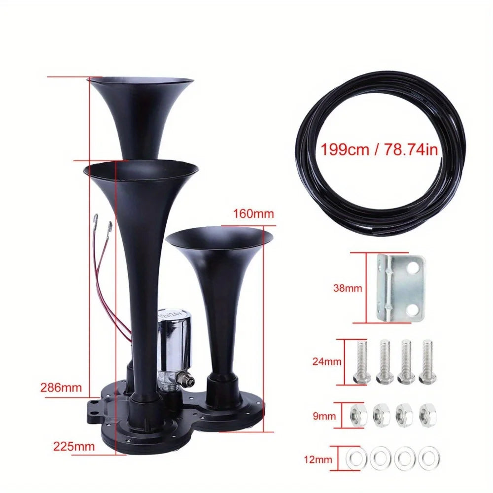 Super Loud Train Electric Air Horn 600DB 3 Trumpets Car Truck Boat Speaker - TrendForce25