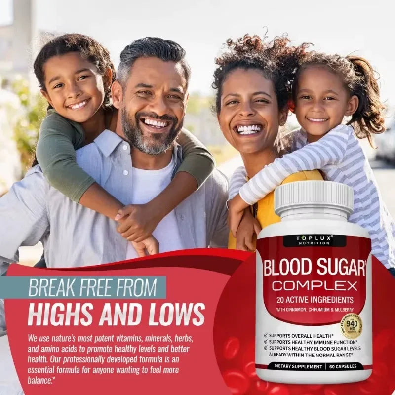 Vitamin C, Vitamin E Supplement, Blood Sugar Complex, Supports Heart Health, Overall Health and Immune System, 60 Capsules - TrendForce25