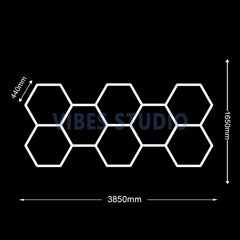 Hexagon LED Garage Light 110-240V 6500K Honeycomb Ceiling LED Lighting Tube for Car Detailing Shop Barbershop Gym Car Wash Room