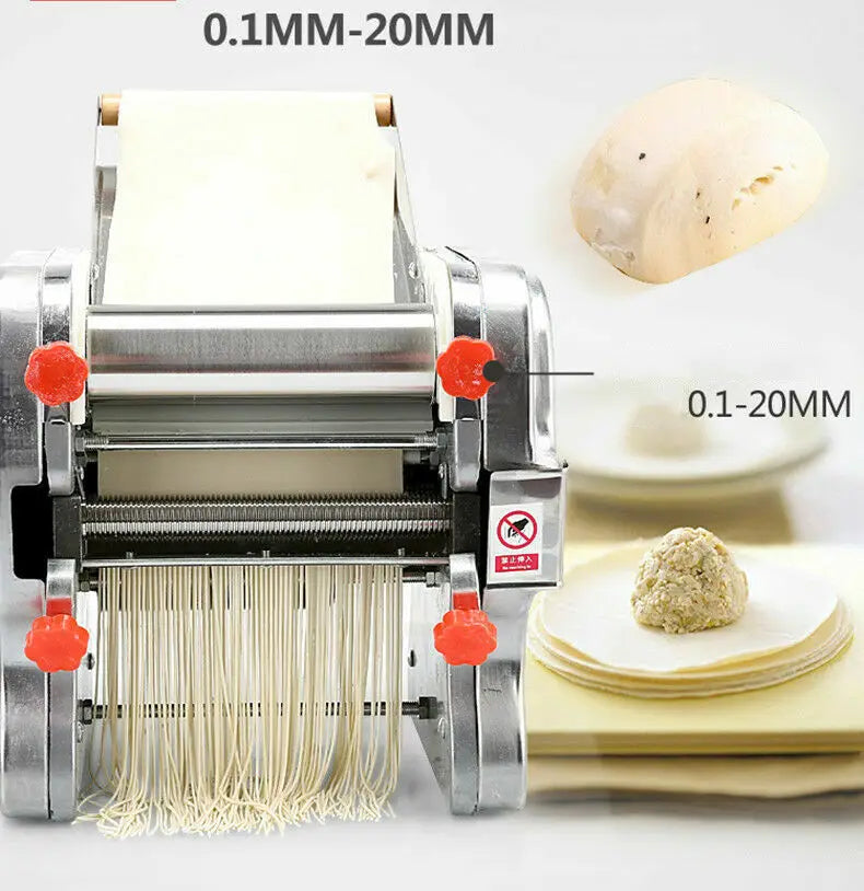 550W Electric Pasta Maker Noodle Machine Dumpling Skin Roller Steel Full Stainless Steel Dual Knife Noodle Maker For Commercial