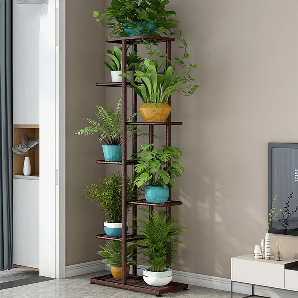 Plant Stand Indoor Outdoor, 7 Tier 8 Potted Metal Flower Shelf For Multiple Plants, Plant Display Holder Rack For Living Room