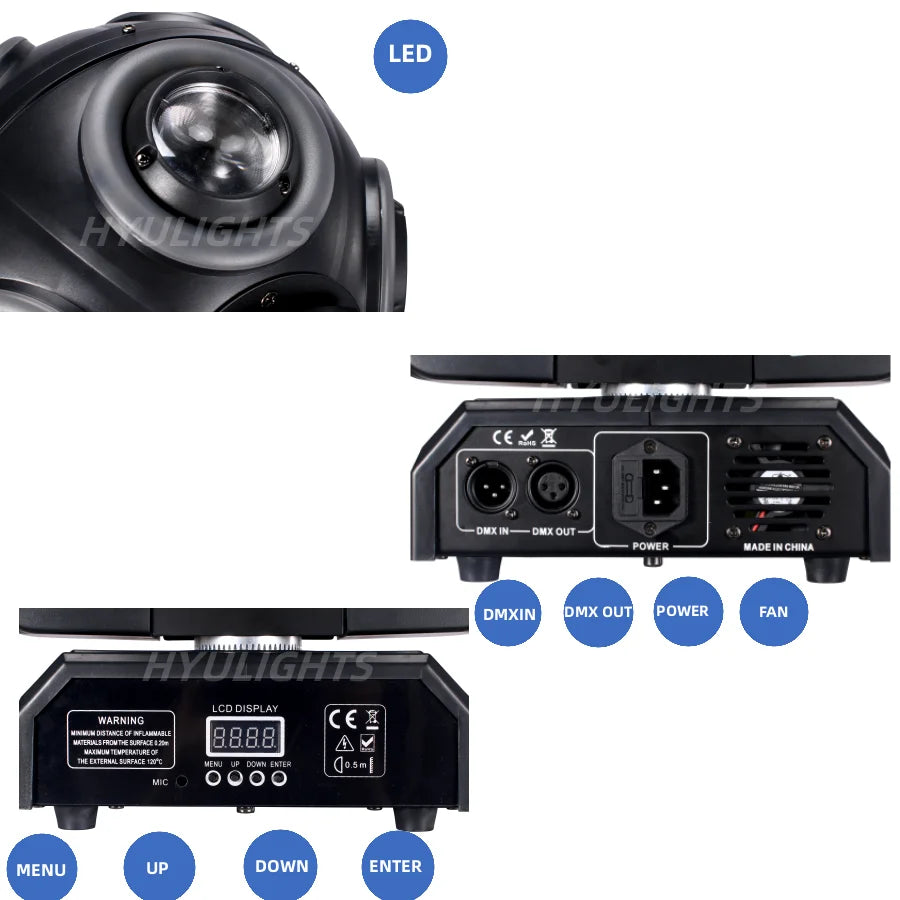 LED Moving Head 8x15W RGBW 4in1 With Halo RGB 3in1Football Light 360 ° Infinite Rotation Beam Strobe Dj Bar DMX 512 Stage Effect