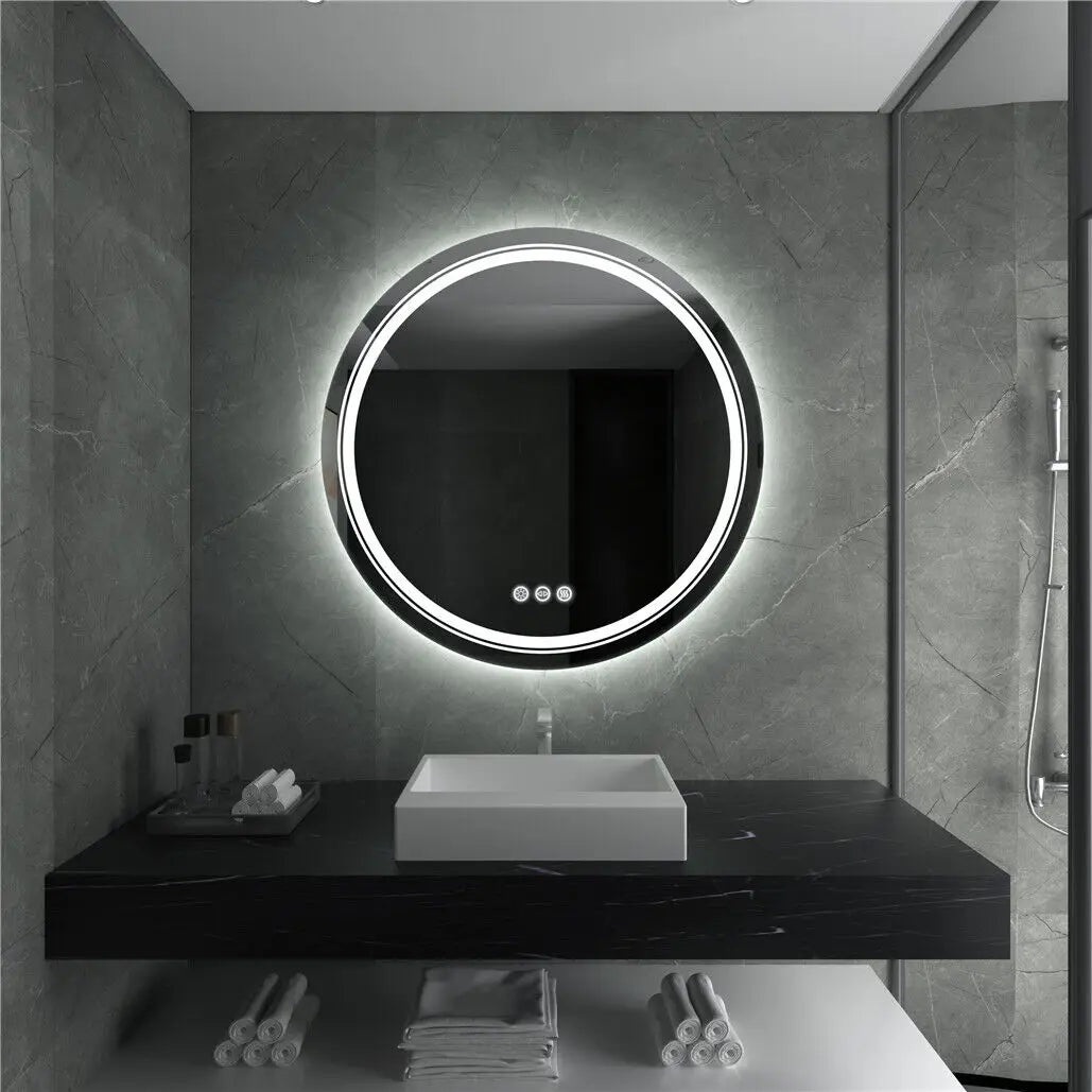 LUVODI Smart Illuminate LED Mirror for Bathroom Round Waterproof Washroom Toliet Wash Basin Bath Shower Fogless Mirror - TrendForce25
