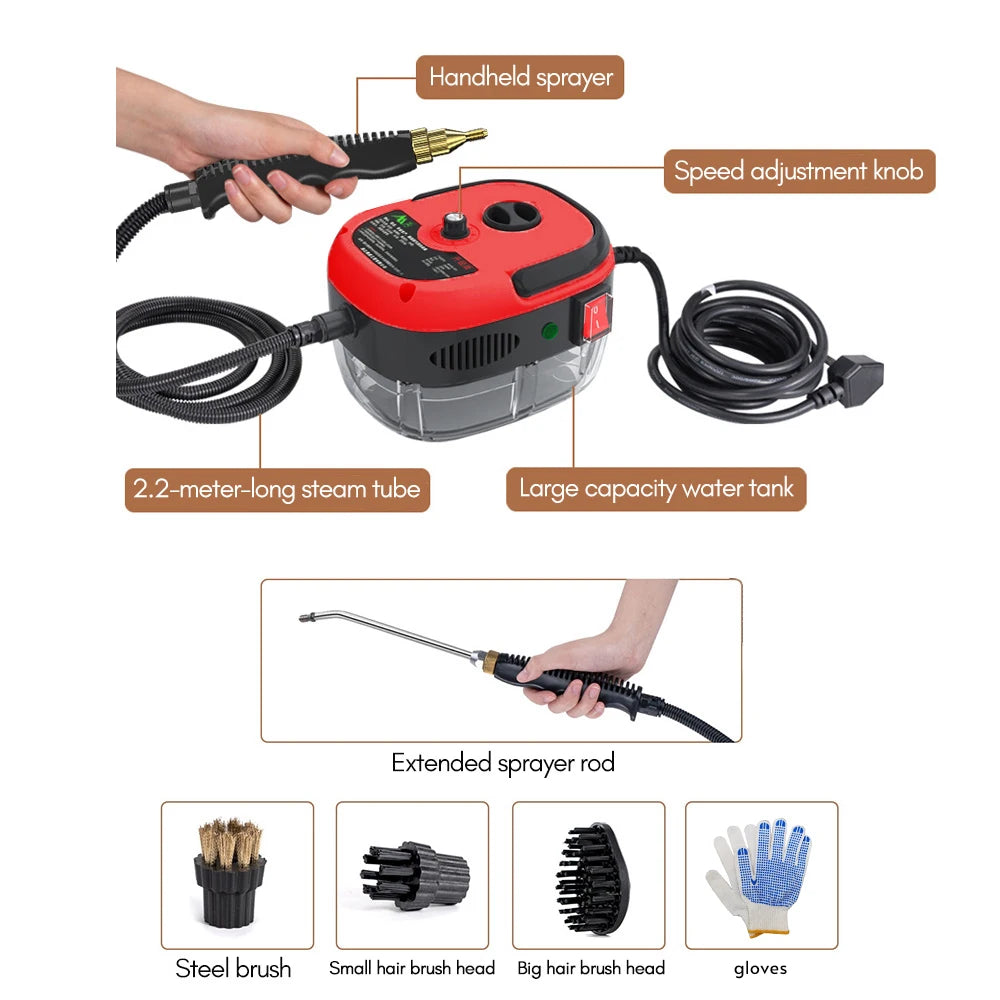 1500W Handheld Steam Cleaner High Power 6 Speeds Adjustable Practical Steam Cleaner for Kitchen Refrigerator: