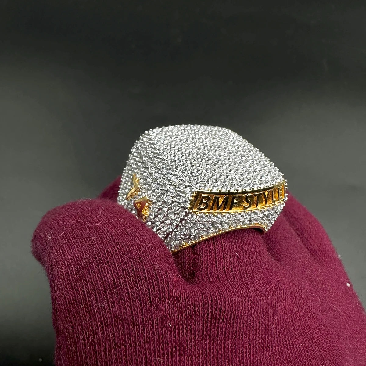 Aokaishen Custom Ring for Men Full Iced Out Cubic Zirconia Personalized Name Finger Charm Hip Hop Jewelry