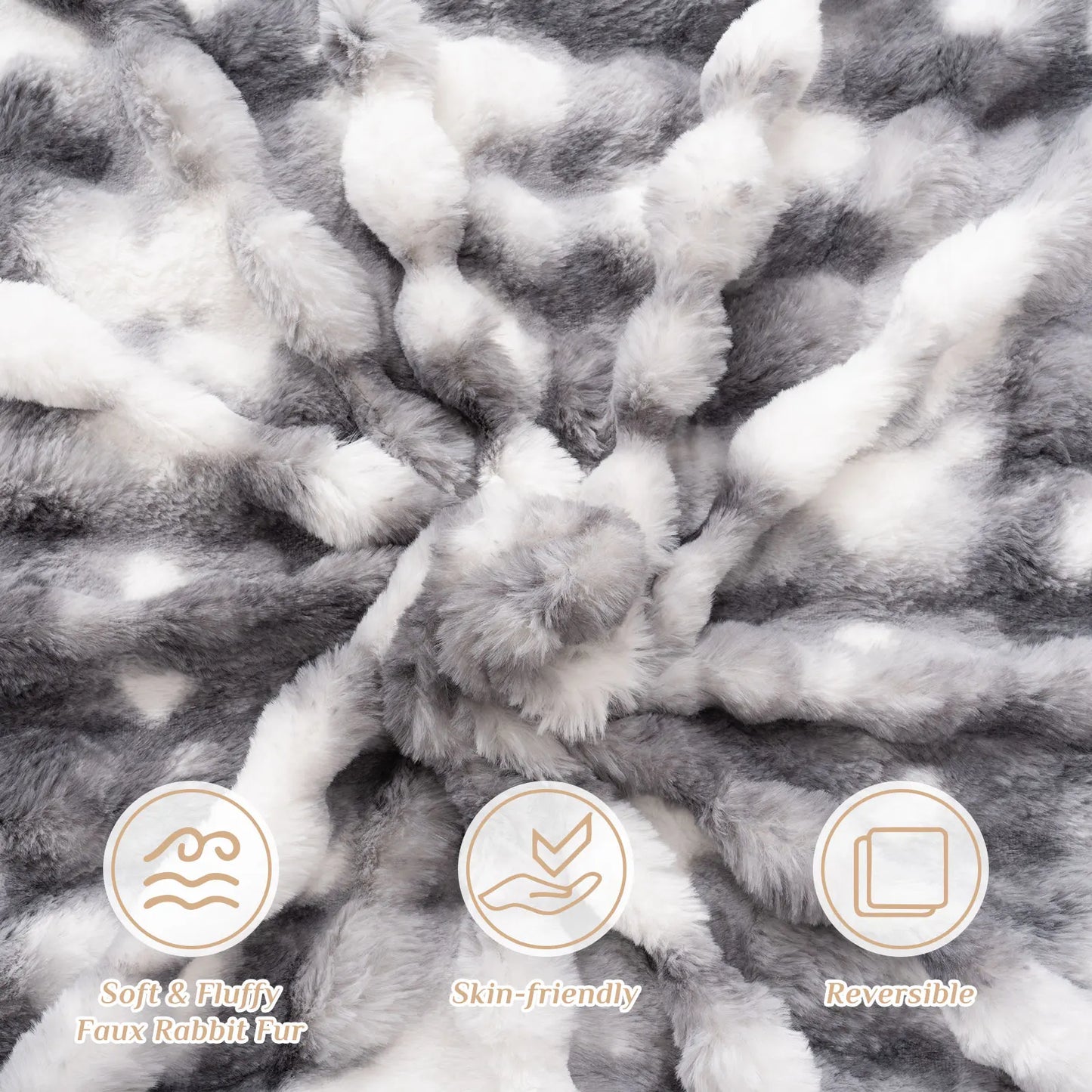 Faux Rabbit Fur Blanket for Bed,Thick & Warm Bed Blankets for Winter,Soft Cozy Fluffy Decorative Blankets for Bedroom