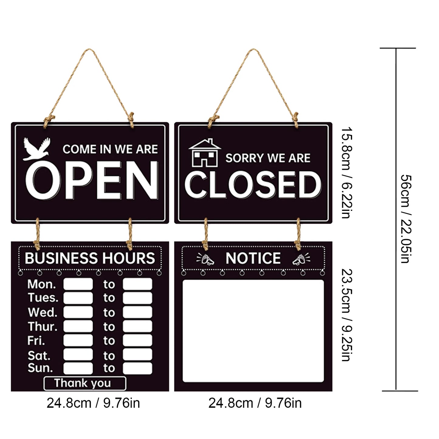 Double Sided Store Hours Sign Open And Closed Sign With Hours Decorative Welcome Boards Business Hours Sign For Store Shop Gym