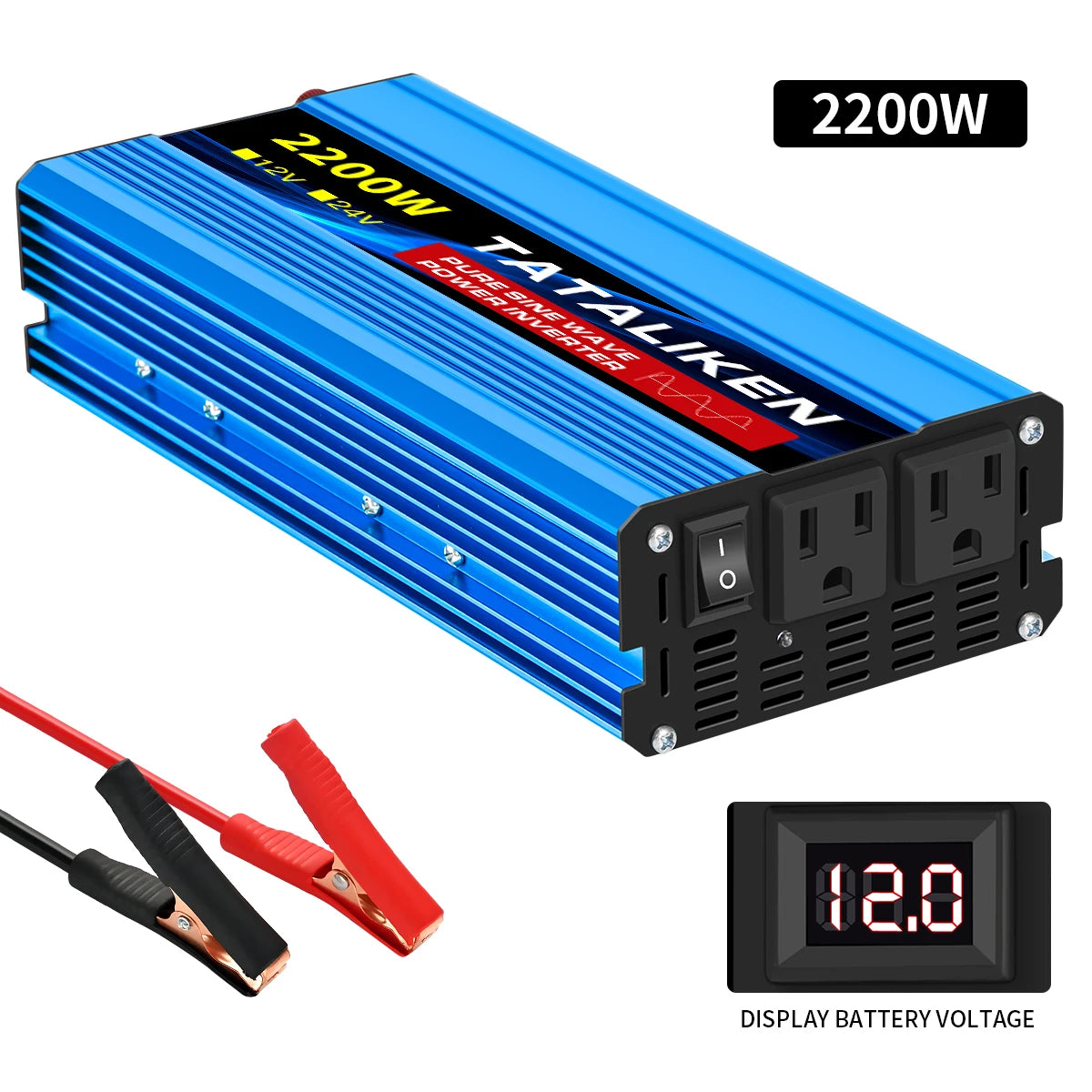 US Socket 12V To AC 110V 60HZ Pure Sine Wave Inverter Car Power 1600W/2200W/3000W Voltage Portable Converter with LED - TrendForce25