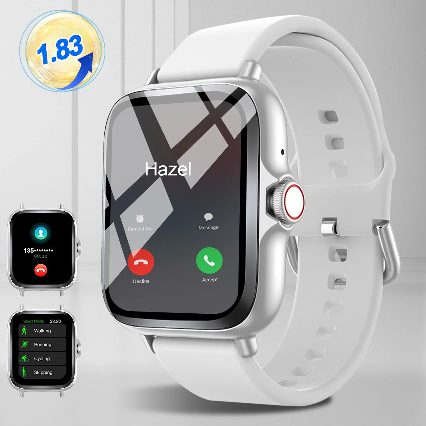 Smart watch with full touch screen, call, message reminder, music control and other functions, compatible with iPhone/android mo - TrendForce25