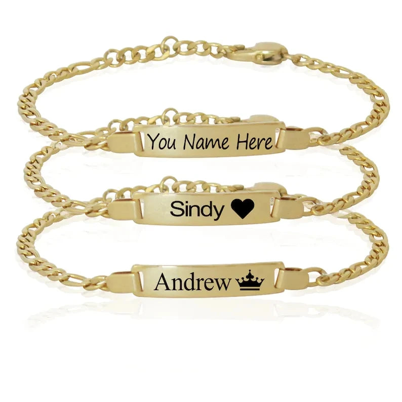 Personalized Baby Boy Gift Ideas Bracelet 18K Gold Stainless Steel Engraved Name Bracelets Adjustable For Boys Girls Jewelry - TrendForce25