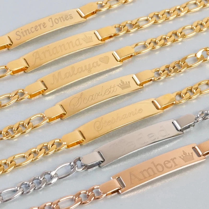 Personalized Baby Boy Gift Ideas Bracelet 18K Gold Stainless Steel Engraved Name Bracelets Adjustable For Boys Girls Jewelry - TrendForce25