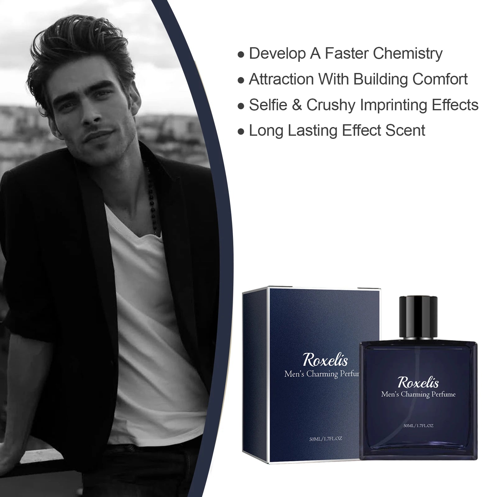 Roxelis 50ml Men Glamour Perfume Spray Cologne Light Fresh Pheromone Romantic Dating Fragrance - TrendForce25