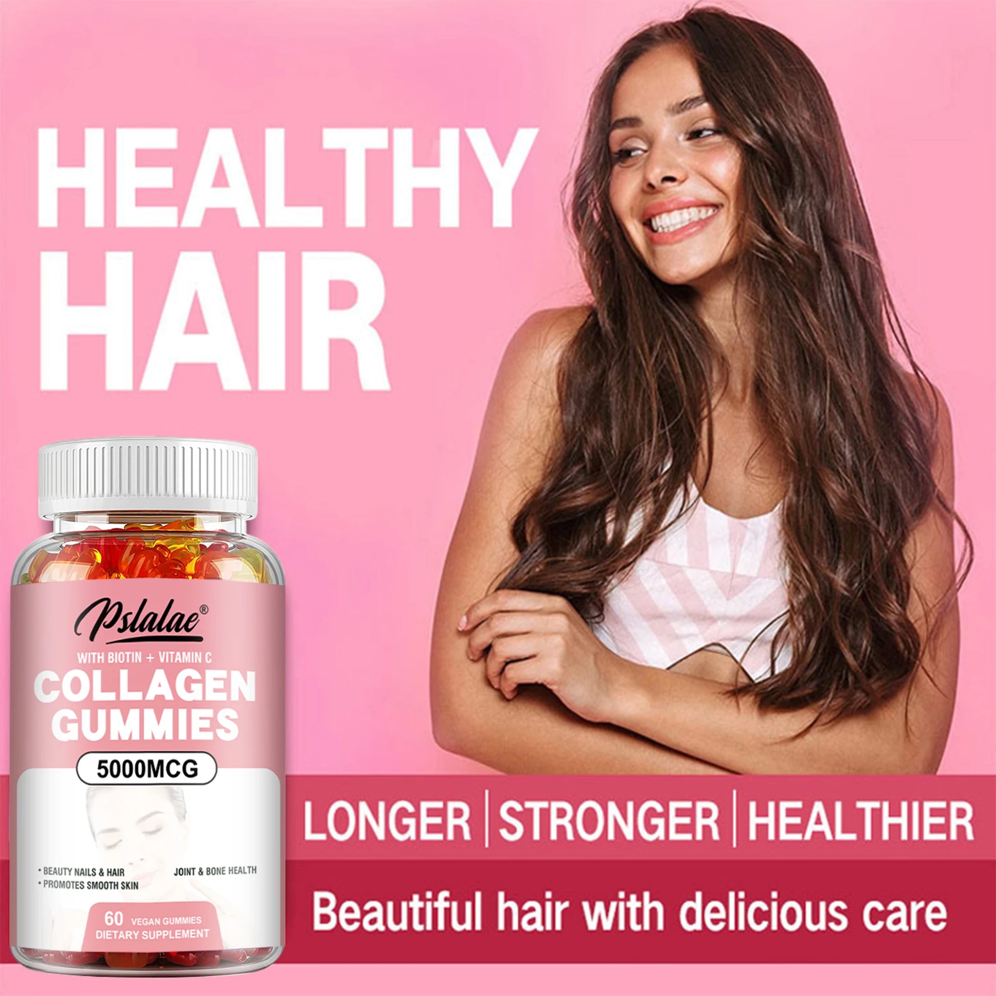 Collagen Gummies - with Biotin, Vitamin C - Supports Healthy Hair, Skin and Nails - 60 Gummies - TrendForce25