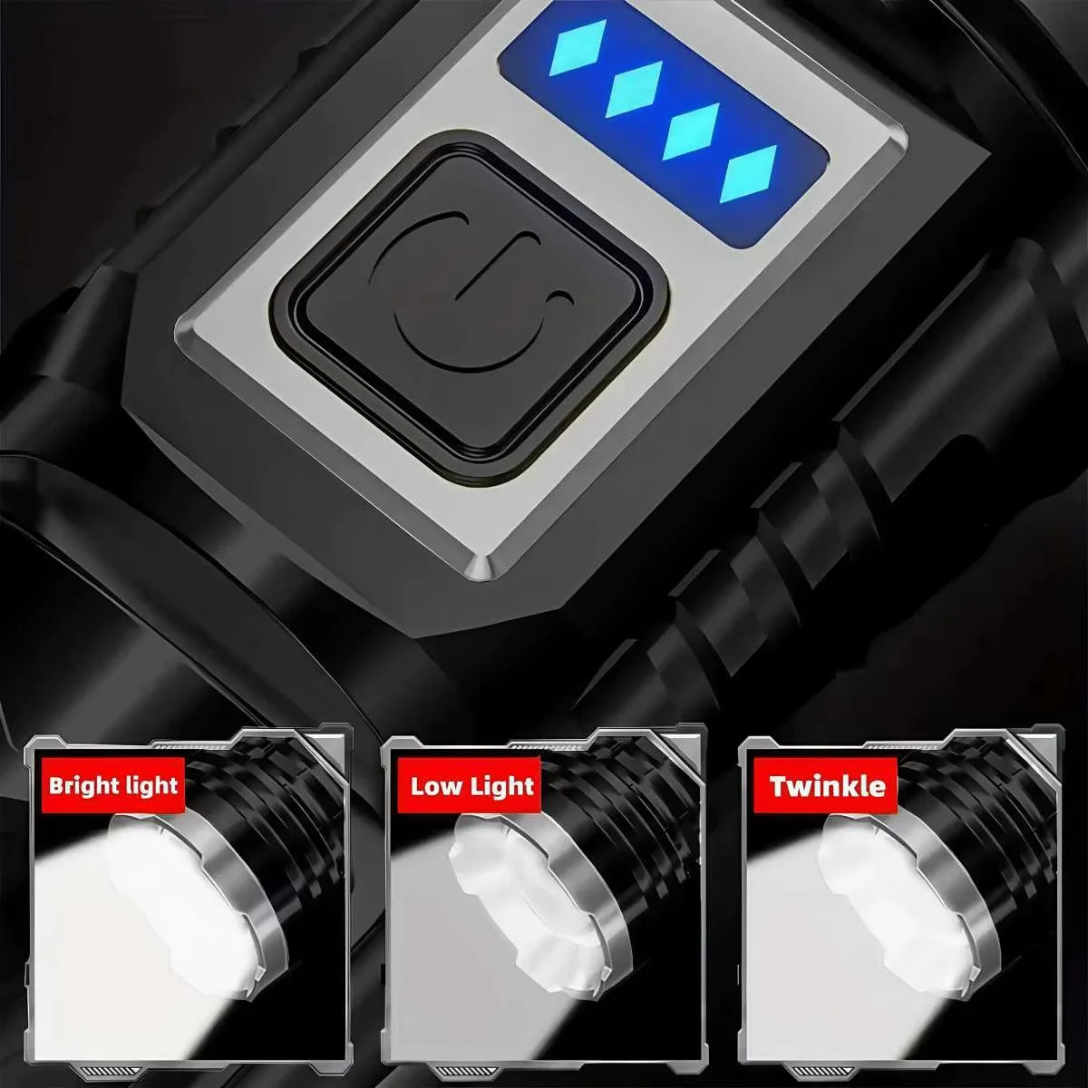 High Power White Laser LED Flashlight Built-in Battery USB Rechargeable Strong Light Tactical Torch Outdoor Camping Hiking Lamp - TrendForce25