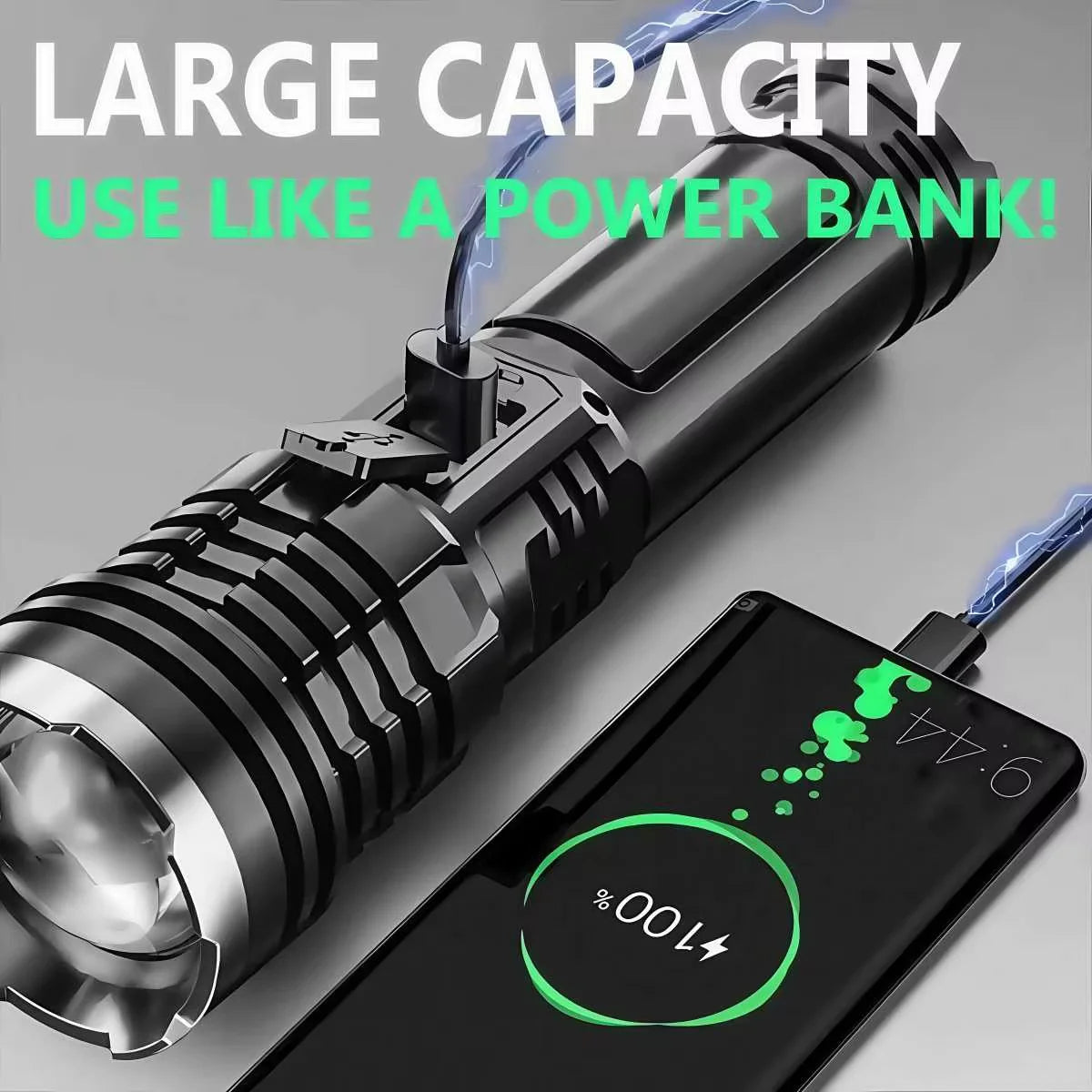 High Power White Laser LED Flashlight Built-in Battery USB Rechargeable Strong Light Tactical Torch Outdoor Camping Hiking Lamp - TrendForce25