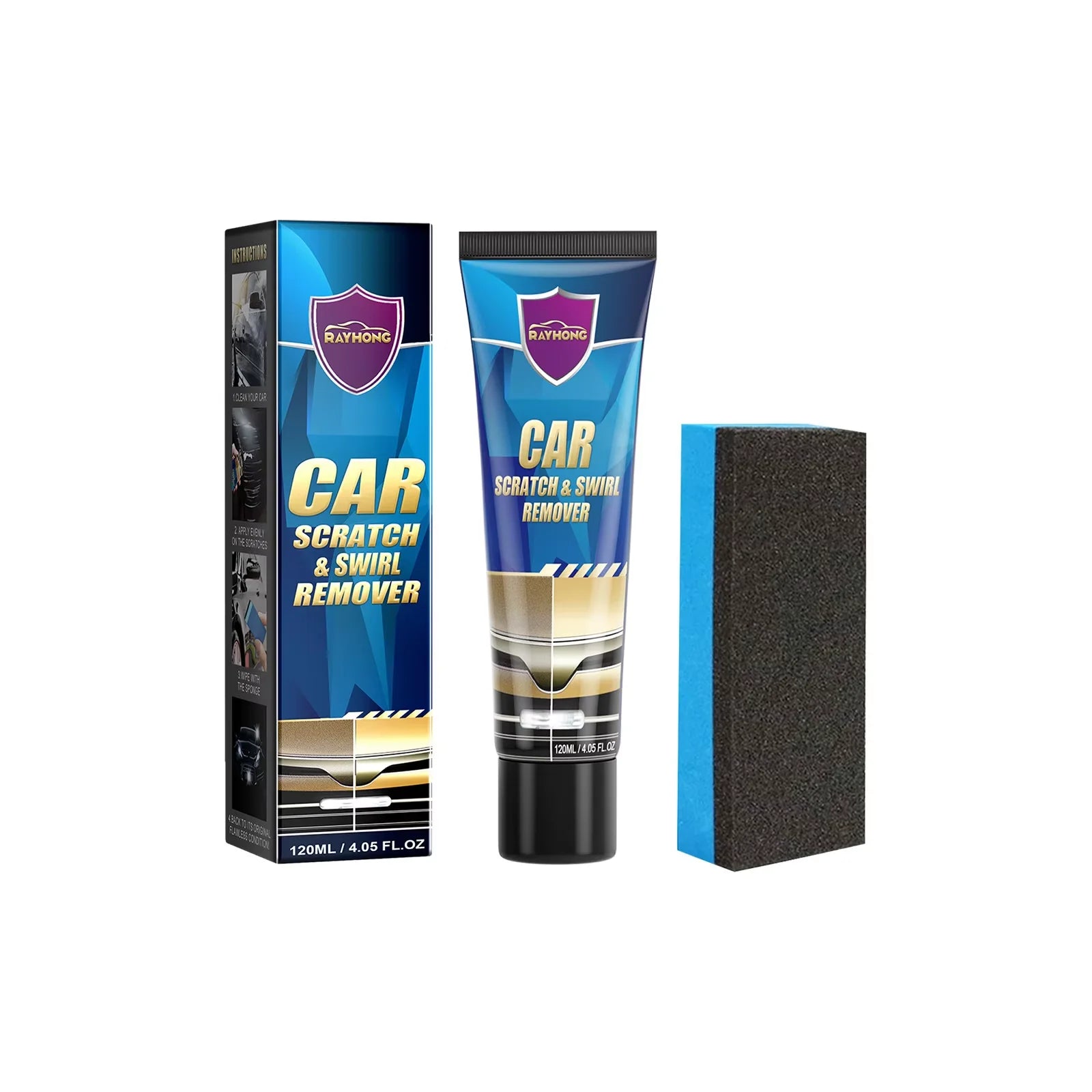 Rayhong 120ml Car Scratch Repair Kit Auto Body Paint Scratches Remove Polishing Wax Car Paint Scratch Cleaning Kit With Sponge - TrendForce25
