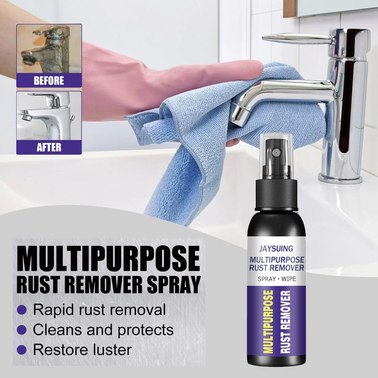 Jaysuing 50ml Rust Remover Spray Metal Surface Polish Anti Rust Paint Car Maintenance Iron Cleaning Rust Stain Remover Cleaner - TrendForce25