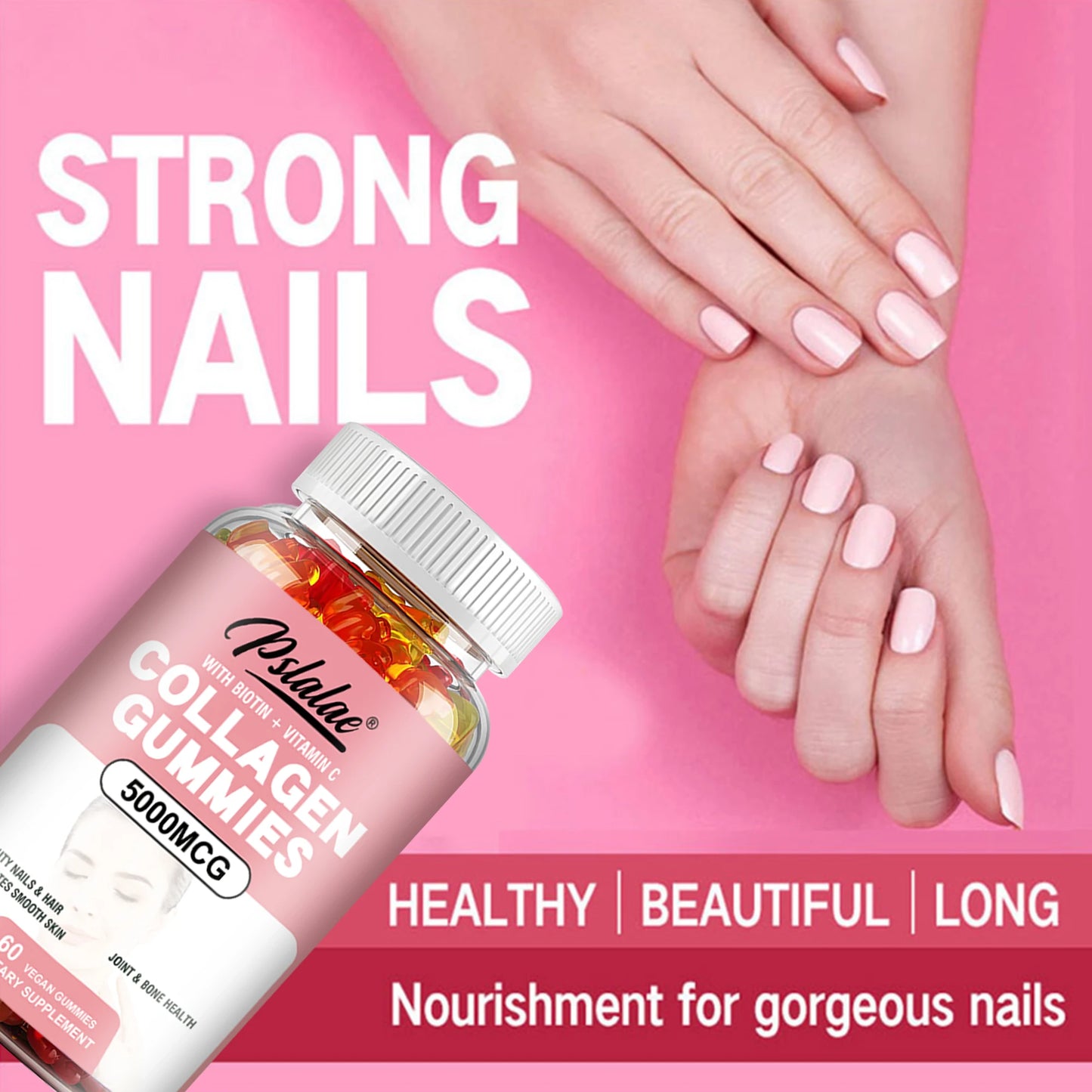 Collagen Gummies - with Biotin, Vitamin C - Supports Healthy Hair, Skin and Nails - 60 Gummies - TrendForce25