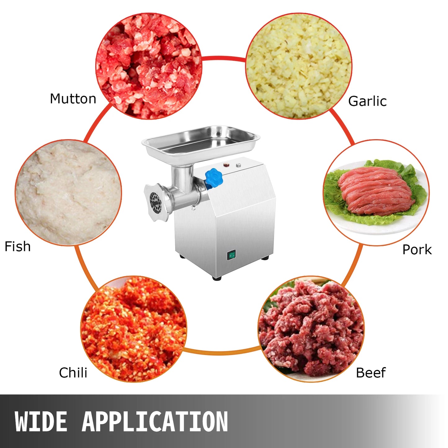 SucceBuy 250Kg/H Electric Meat Mincer Grinder Commercial Kitchen Chopper Food Processor Sausage Maker Machine Home Appliance - TrendForce25