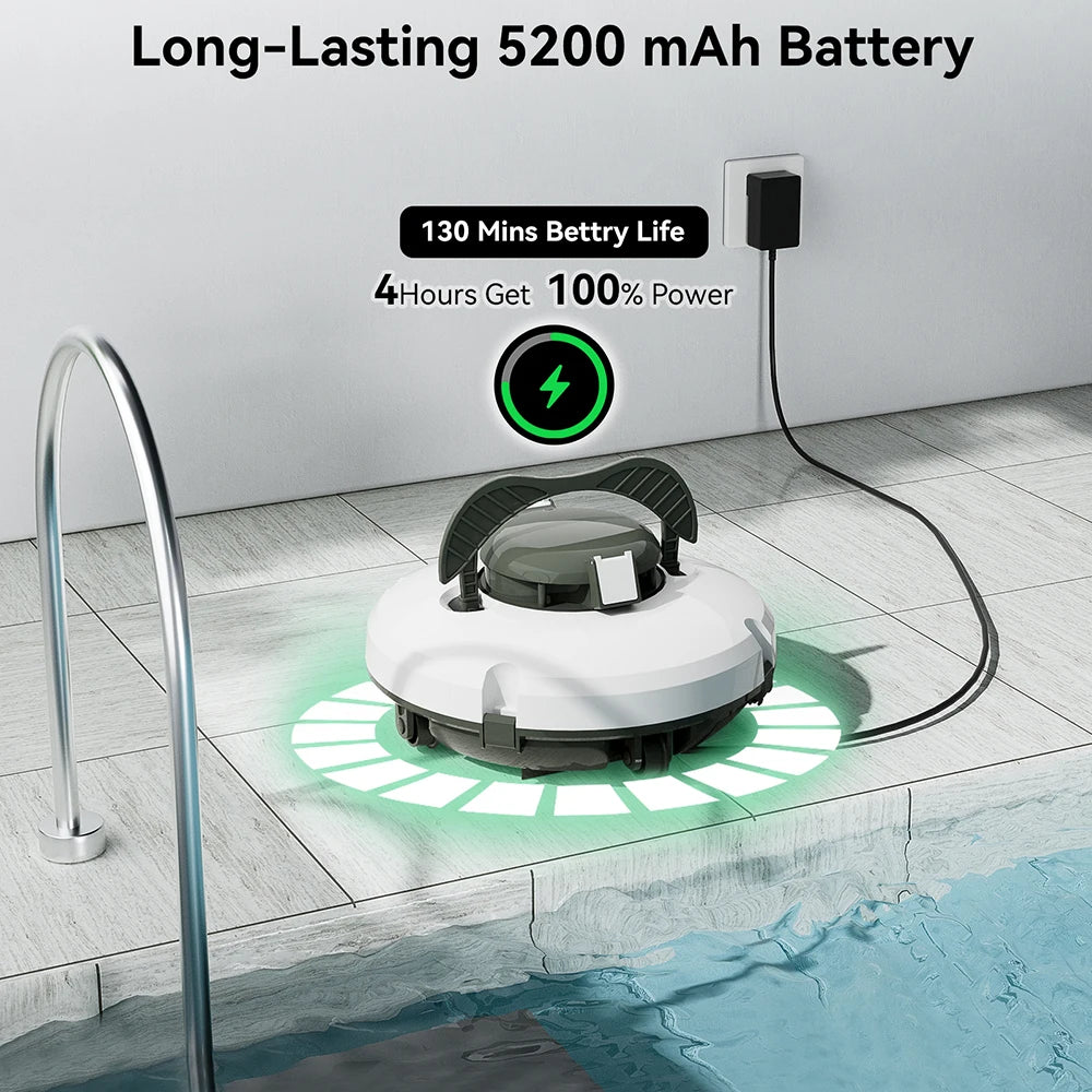 Redkey S100 Robotic Swimming Pool Cleaner IPX8 Waterproof 130-min Pool Vacuum Cleaner Self-Parking Pool Cleaner Pet-friendly
