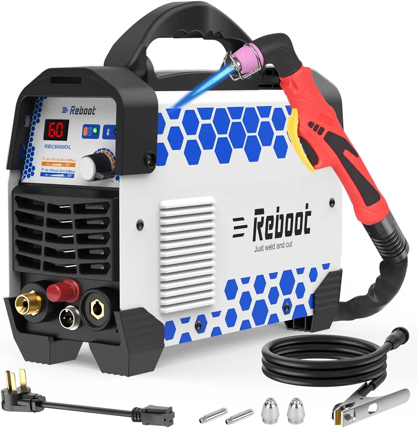 Reboot Plasma Cutter 60 Amp Pilot Arc Cutting Machine Non-Touch 1/2 inch (12mm) Clean Cut 3/4 inch (19mm) Severance Cut 110/220V - TrendForce25