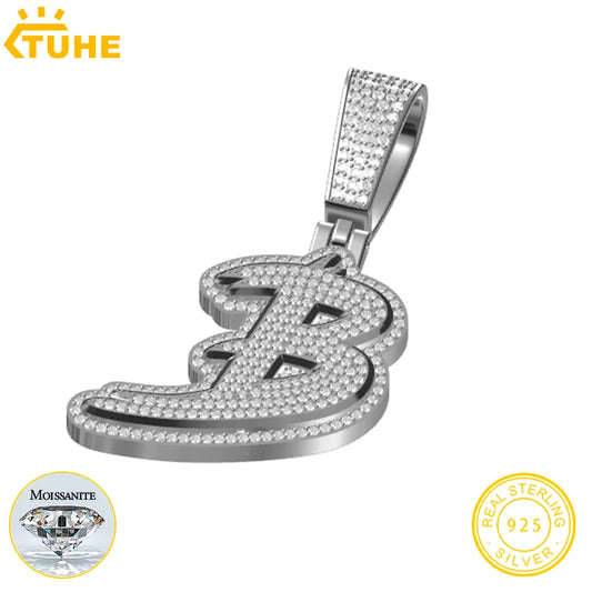 Fine New Unisex 925 Silver Pendant  Letters Classic Punk Hiphop/Rock Letters Moissanite Pendant For Men Hip Hop Jewelry