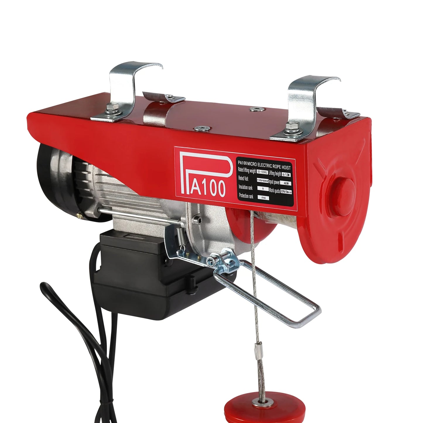 480W Electric Hoist 110V Electric Winch With Remote Control And Double Slings 220lbs Loads For Factories, Docks, Warehouses - TrendForce25