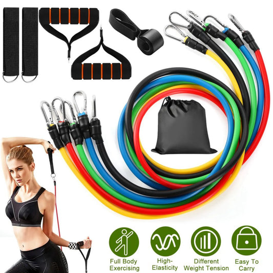 Bands Exercise Bands Workout Bands, 11Pcs Resistance Bands- Up to 100lb Indoor and Outdoor Bands with Door Anchor and Handles fo